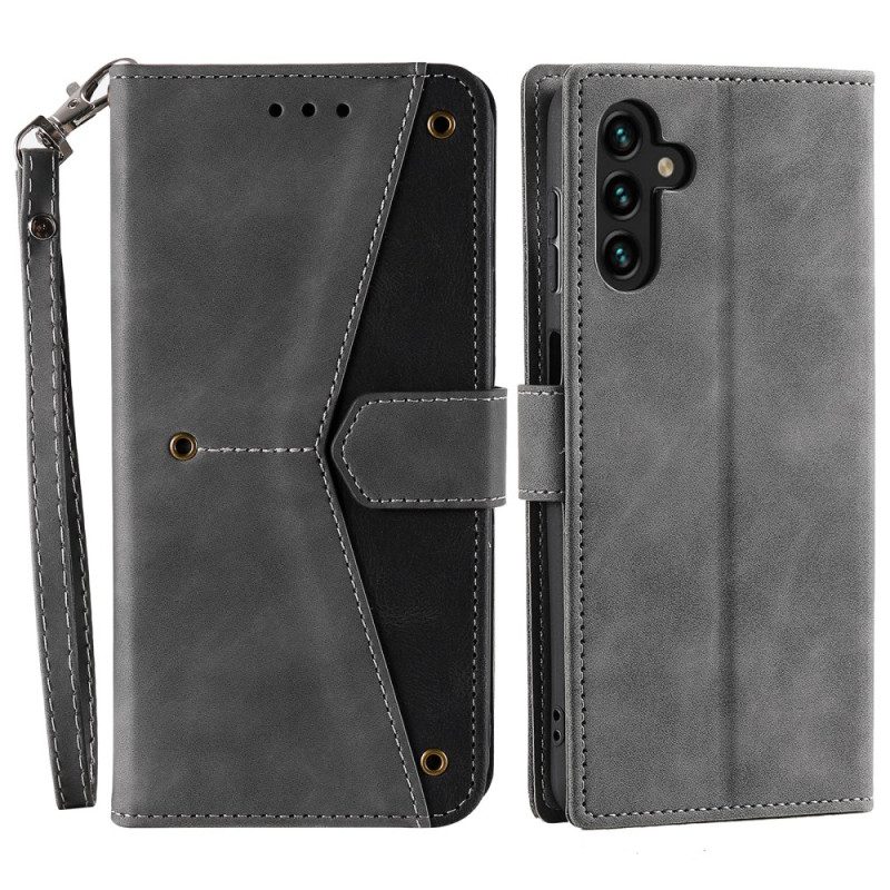 Läderfodral Samsung Galaxy S26 Telefonfodral Tvåfärgad Med Rem