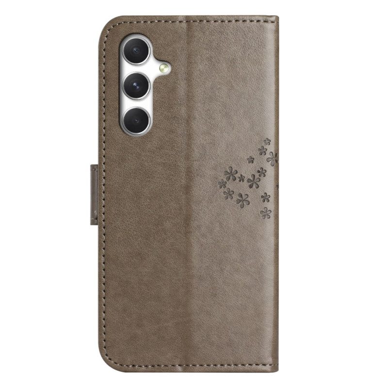Läderfodral Samsung Galaxy S26 Telefonfodral Uggla- Och Träddesign