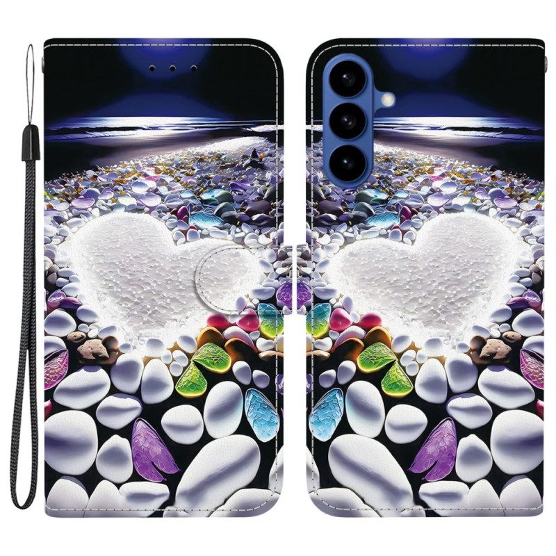 Läderfodral Samsung Galaxy S26 Telefonfodral Vitt Hjärta