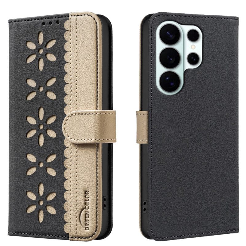 Läderfodral Samsung Galaxy S26 Ultra Telefonfodral Binfen-färg Blommönster