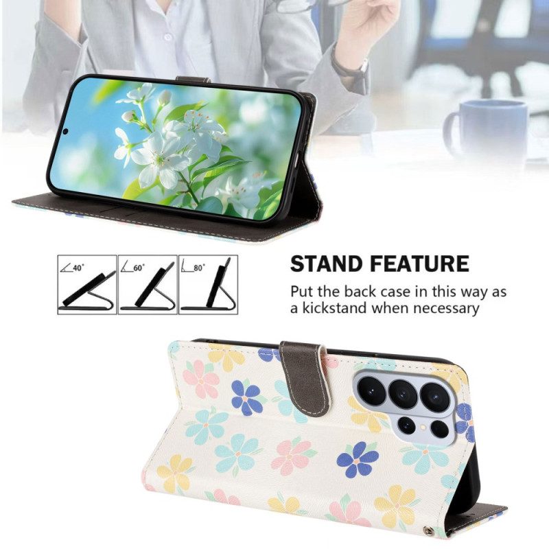 Läderfodral Samsung Galaxy S26 Ultra Telefonfodral Färgglada Blommor