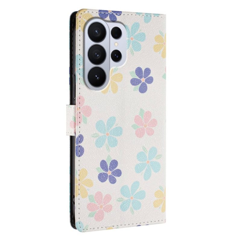Läderfodral Samsung Galaxy S26 Ultra Telefonfodral Färgglada Blommor