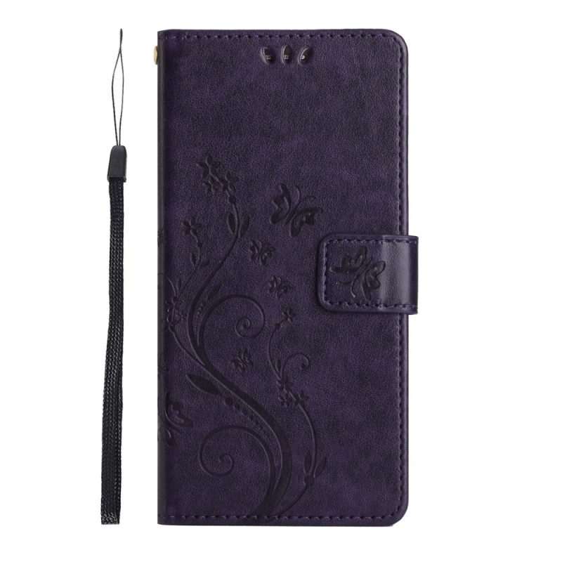 Läderfodral Samsung Galaxy S26 Ultra Telefonfodral Fjäril Och Blommor