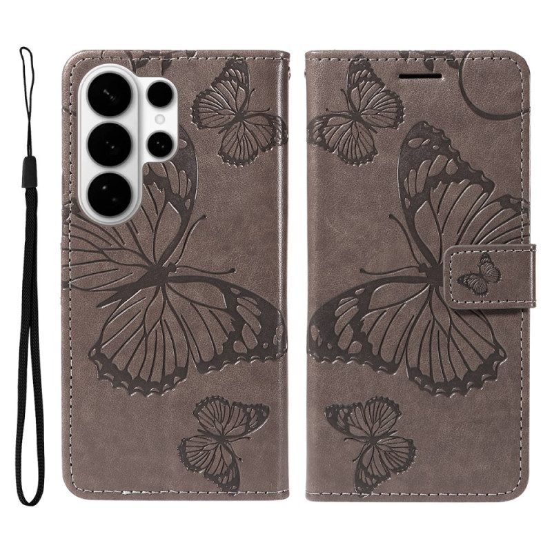 Läderfodral Samsung Galaxy S26 Ultra Telefonfodral Jättefjärilar