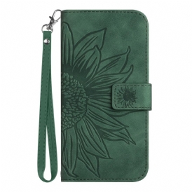 Läderfodral Samsung Galaxy S26 Ultra Telefonfodral Solrosmönstrad Rem