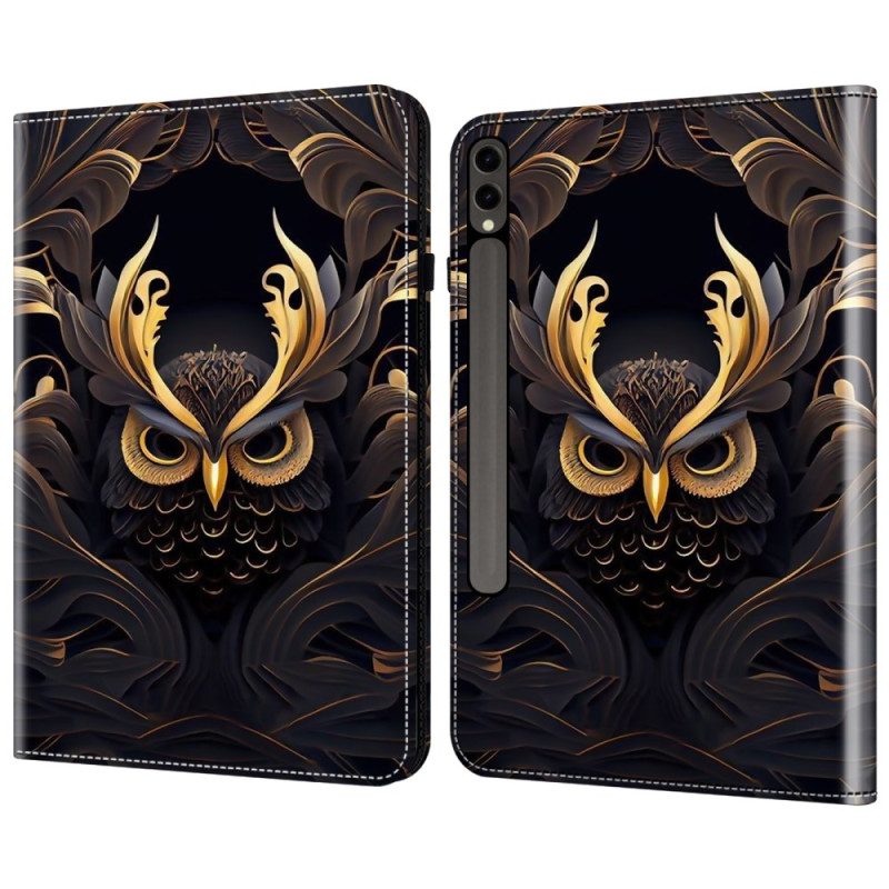 Läderfodral Samsung Galaxy Tab S10 Plus Telefonfodral Gyllene Uggla