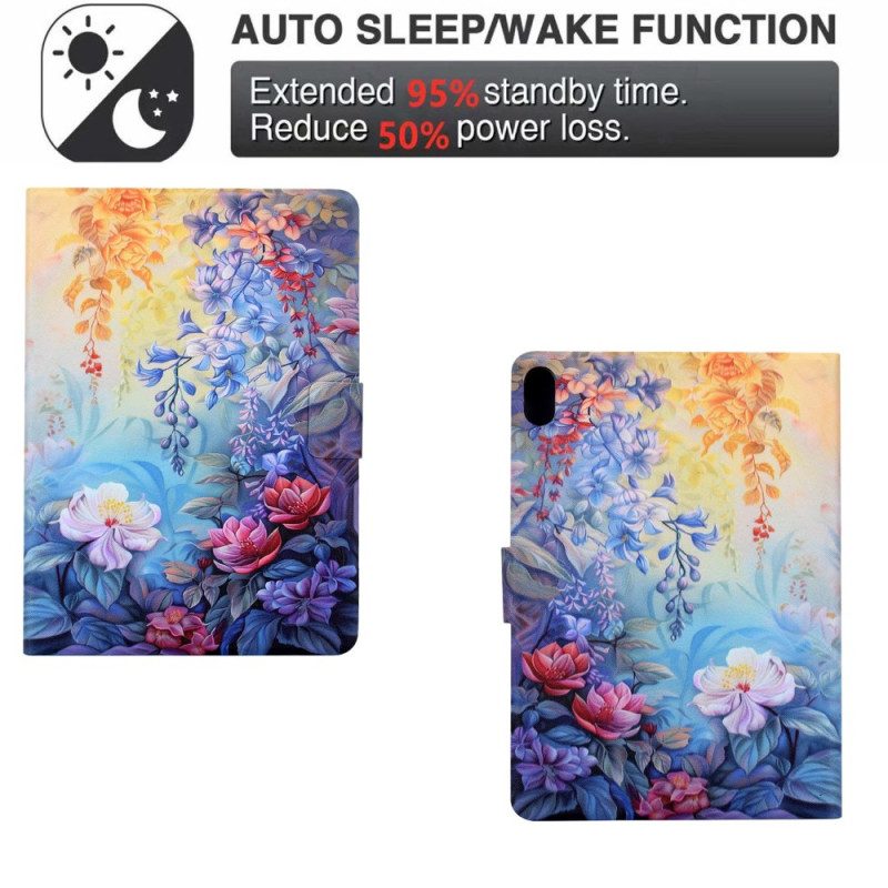 Läderfodral Samsung Galaxy Tab S11 Telefonfodral Blomstermålning