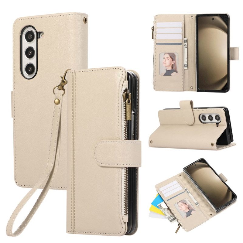 Läderfodral Samsung Galaxy Z Fold 7 Telefonfodral Plånbok Med Rem