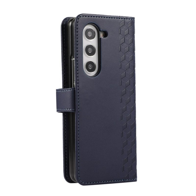 Läderfodral Samsung Galaxy Z Fold 7 Telefonfodral Präglat Mönster Med Rem