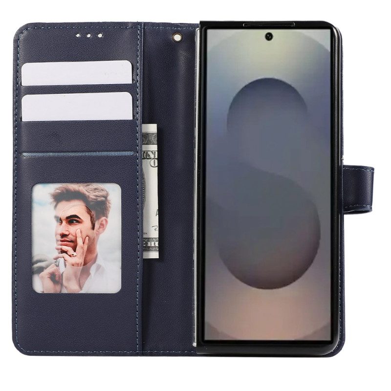 Läderfodral Samsung Galaxy Z Fold 7 Telefonfodral Präglat Mönster Med Rem