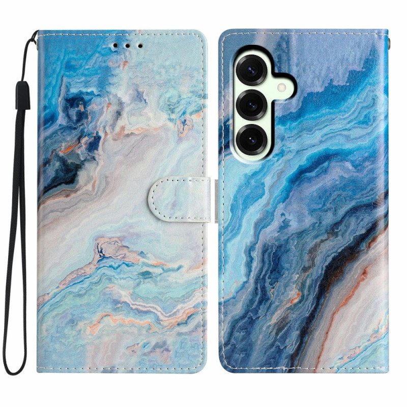 Läderskal Fodral Samsung Galaxy A17 4g / 5g Blå Marmor