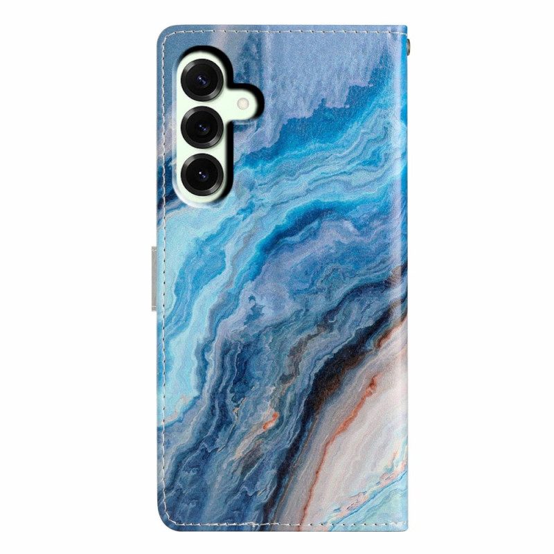 Läderskal Fodral Samsung Galaxy A17 4g / 5g Blå Marmor