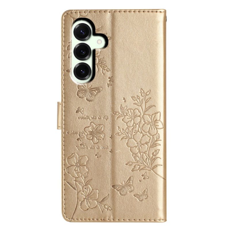 Läderskal Fodral Samsung Galaxy A17 4g / 5g Blommig