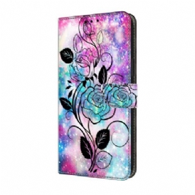 Läderskal Fodral Samsung Galaxy A17 4g / 5g Blommig Skiss