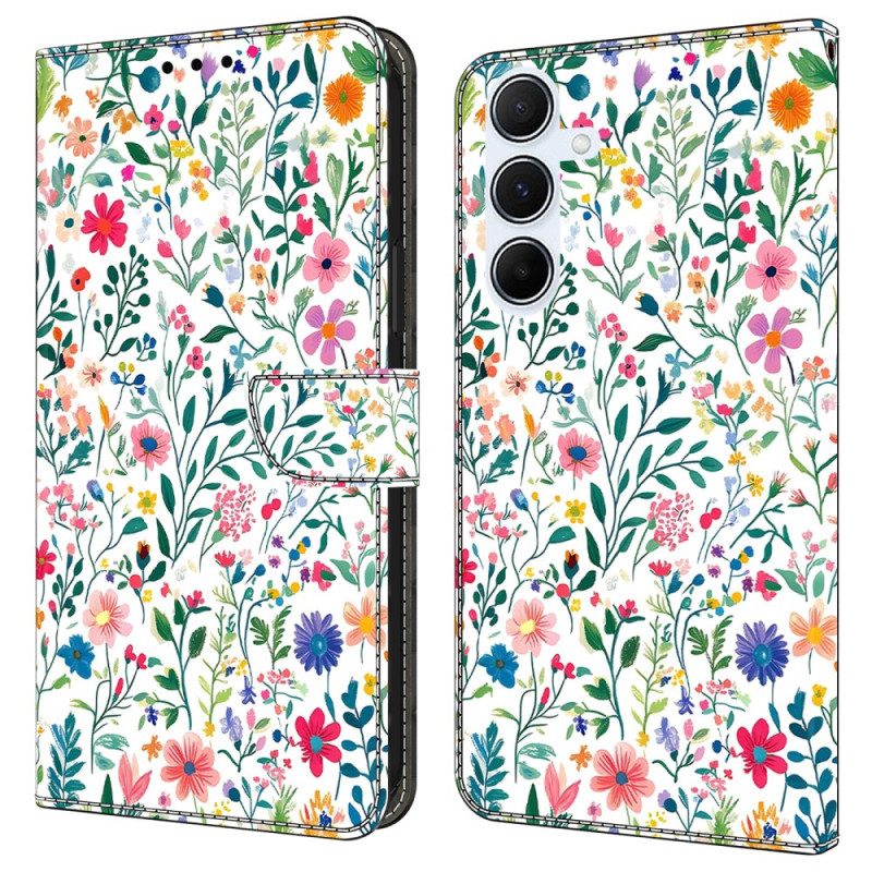 Läderskal Fodral Samsung Galaxy A17 4g / 5g Blomsterrabatt