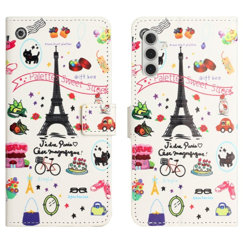 Läderskal Fodral Samsung Galaxy A17 4g / 5g Jag Älskar Paris