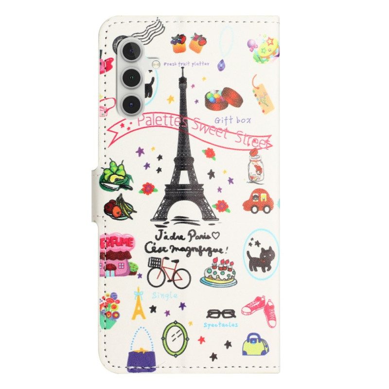 Läderskal Fodral Samsung Galaxy A17 4g / 5g Jag Älskar Paris