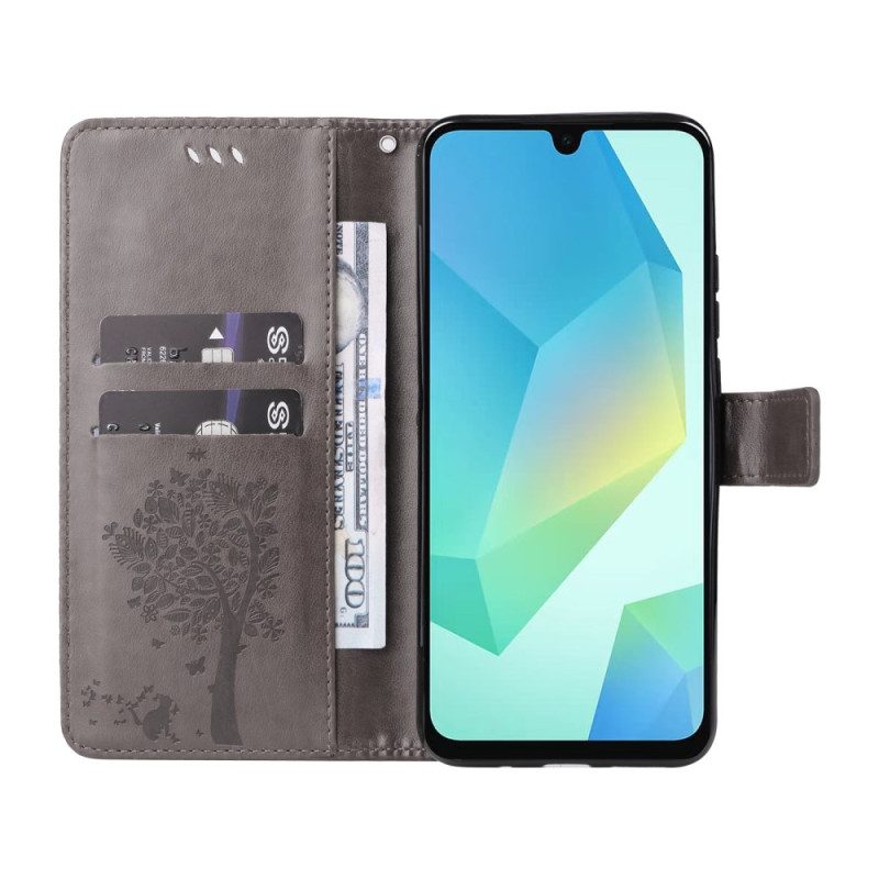 Läderskal Fodral Samsung Galaxy A17 4g / 5g Katt Och Träd