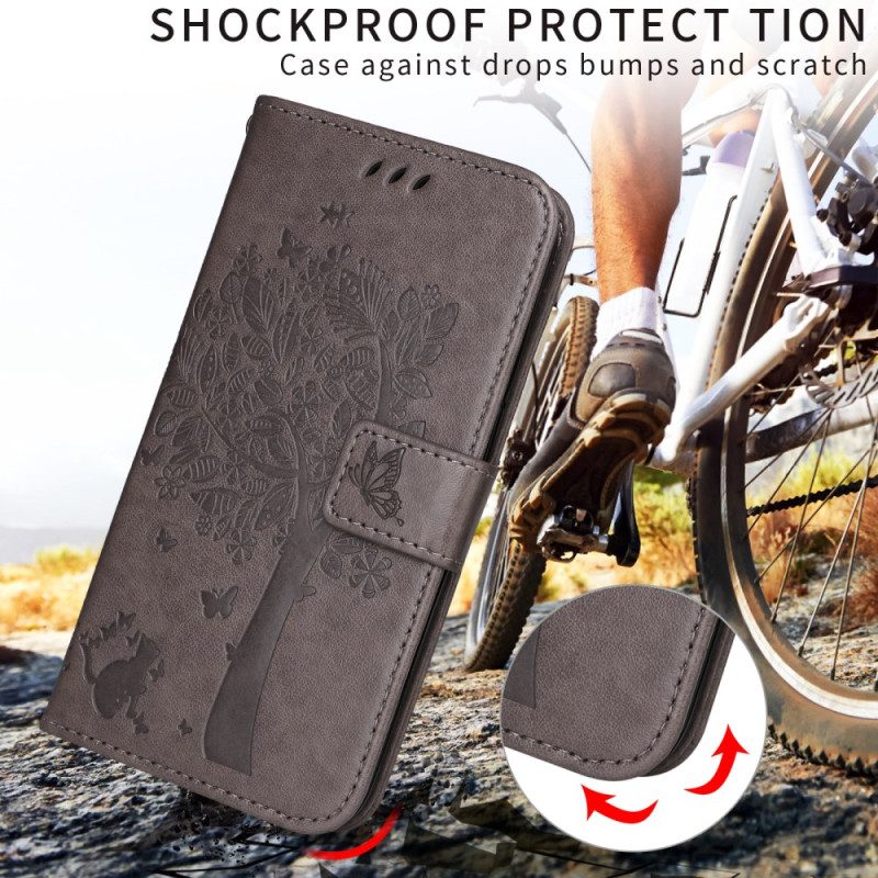 Läderskal Fodral Samsung Galaxy A17 4g / 5g Katt Och Träd