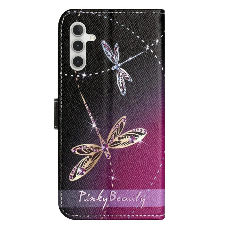 Läderskal Fodral Samsung Galaxy A17 4g / 5g Trollsländor