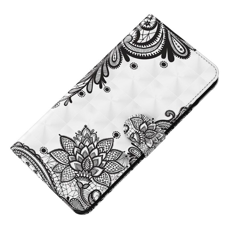 Läderskal Fodral Samsung Galaxy S24 5g Spetsblomma Med Rem