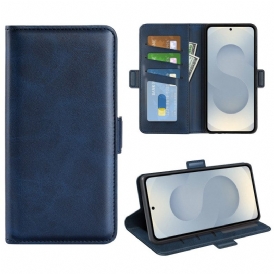 Läderskal Fodral Samsung Galaxy S25 5g Edge Dubbelt Magnetspänne