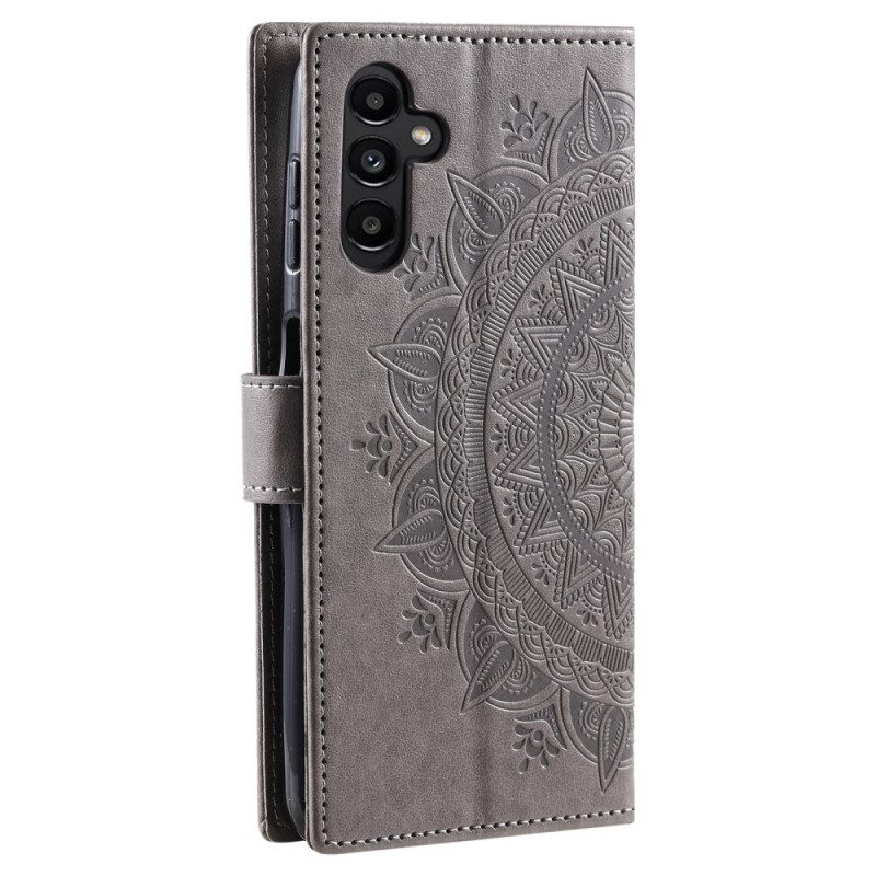 Läderskal Fodral Samsung Galaxy S25 5g Plånbok Med Mandala-solmotiv