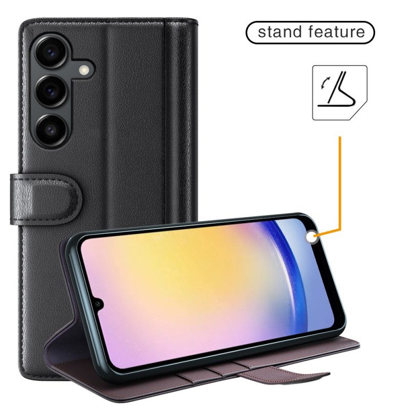 Läderskal Fodral Samsung Galaxy S25 Fe Äkta Läder
