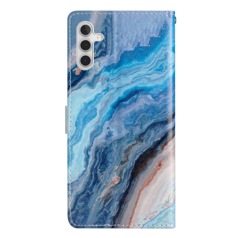Läderskal Fodral Samsung Galaxy S25 Fe Blå Marmor