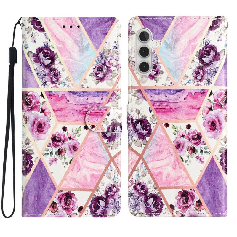 Läderskal Fodral Samsung Galaxy S25 Fe Blommig Marmor