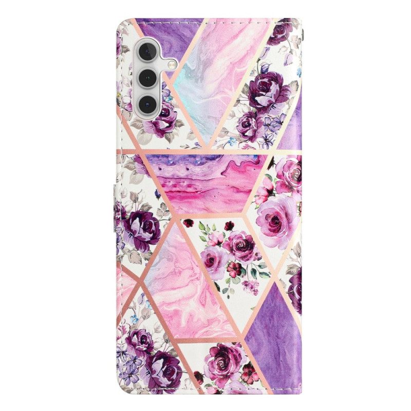 Läderskal Fodral Samsung Galaxy S25 Fe Blommig Marmor