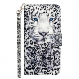 Läderskal Fodral Samsung Galaxy S25 Fe Leopard Med Snodd