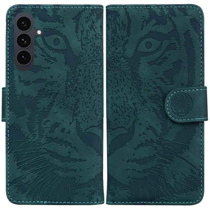 Läderskal Fodral Samsung Galaxy S25 Fe Tigermönster
