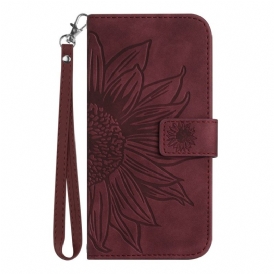 Läderskal Fodral Samsung Galaxy S25 Plus 5g Solrostryck Med Rem