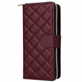 Läderskal Fodral Samsung Galaxy S25 Ultra 5g Quiltad Plånbok Med Rem Och Axelrem