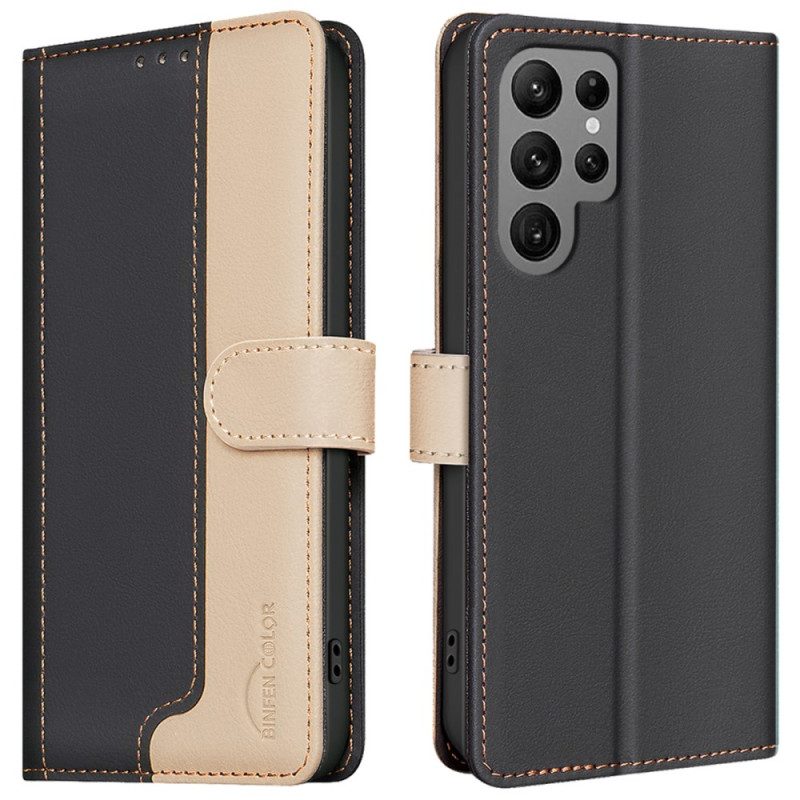 Läderskal Fodral Samsung Galaxy S25 Ultra 5g Tvåfärgad Med Rfid-blockering Binfen Color