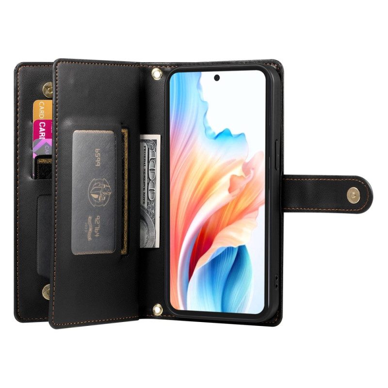 Läderskal Fodral Samsung Galaxy S26 Ficka Med Dragkedja Och Axelremmar