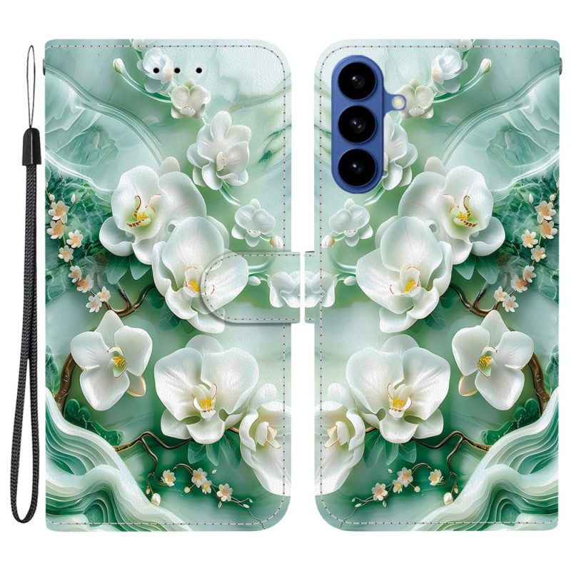 Läderskal Fodral Samsung Galaxy S26 Jadeblommor