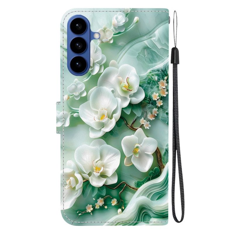 Läderskal Fodral Samsung Galaxy S26 Jadeblommor