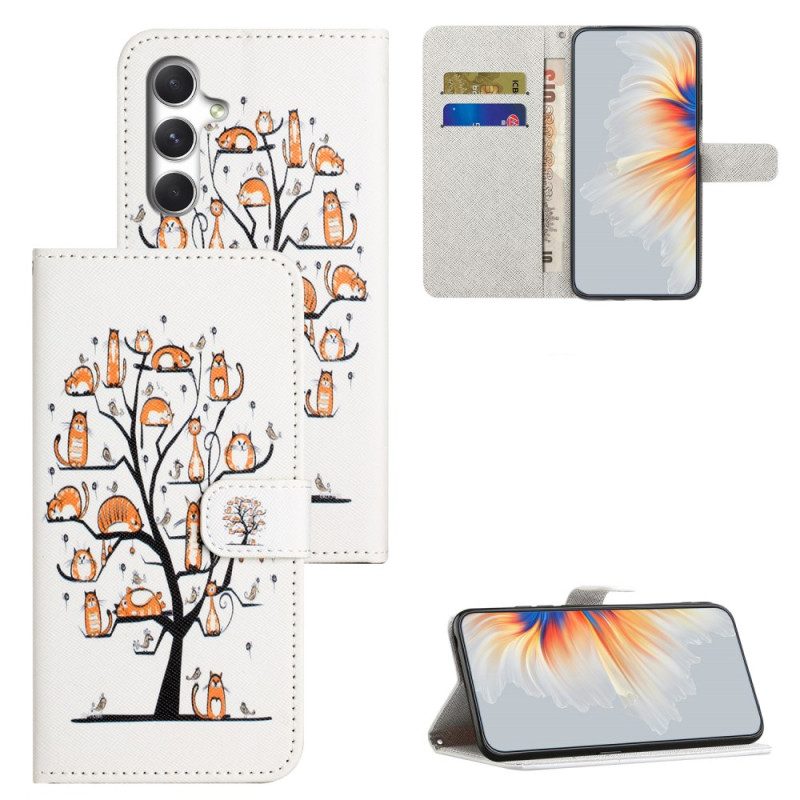 Läderskal Fodral Samsung Galaxy S26 Katter Och Träd