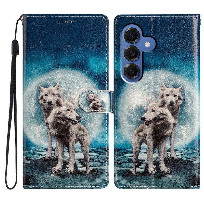 Läderskal Fodral Samsung Galaxy S26 Plus Två Vargar