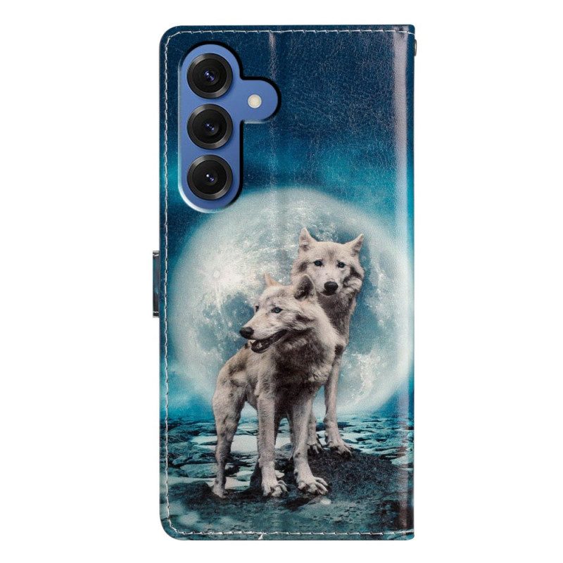 Läderskal Fodral Samsung Galaxy S26 Plus Två Vargar