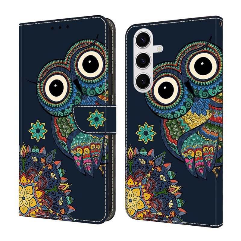 Läderskal Fodral Samsung Galaxy S26 Plus Ugglamandalamönster
