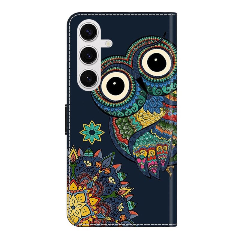 Läderskal Fodral Samsung Galaxy S26 Plus Ugglamandalamönster