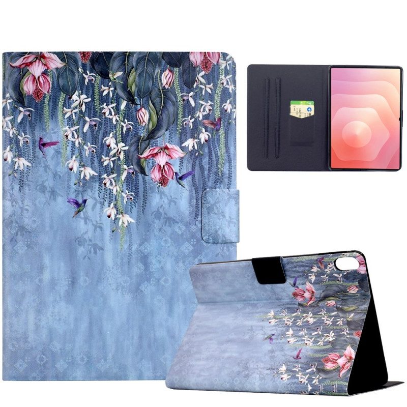 Läderskal Fodral Samsung Galaxy Tab S11 Blommigt Regn