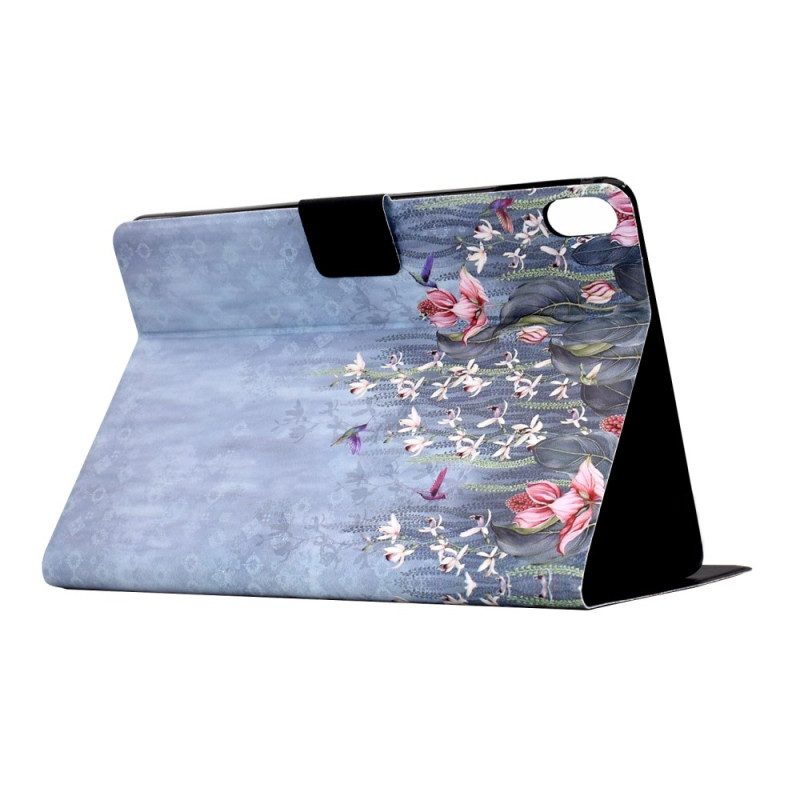 Läderskal Fodral Samsung Galaxy Tab S11 Blommigt Regn