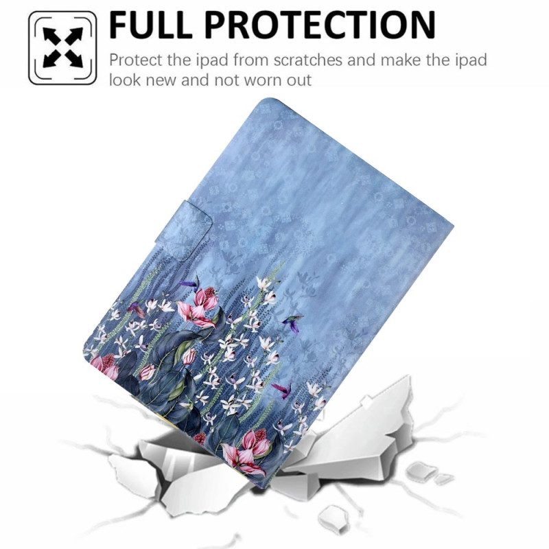 Läderskal Fodral Samsung Galaxy Tab S11 Blommigt Regn