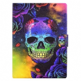 Läderskal Fodral Samsung Galaxy Tab S11 Färgglad Dödskalle