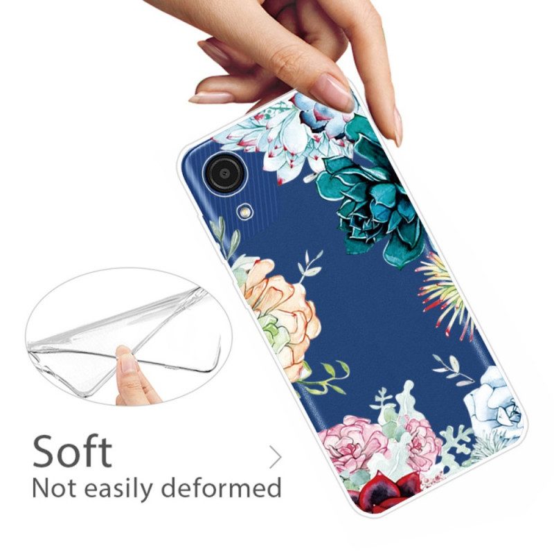 Mobilskal För Samsung Galaxy A03 Core Akvarell Blå Blommor Sömlös