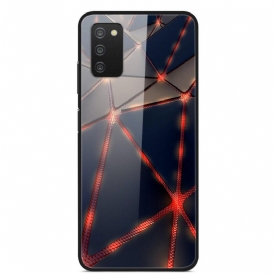Mobilskal För Samsung Galaxy A03s Rött Rayon Härdat Glas
